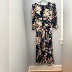 Blue and Pink 3/4Sleeve Midi Sundress vintage, style‎ Blousen